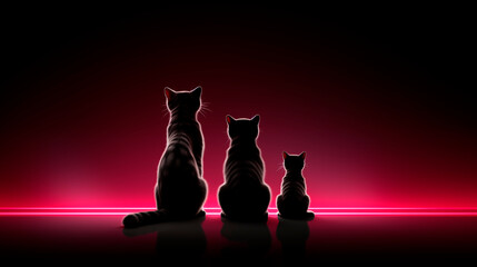 Wall Mural - Cats Lined Up Side by Side Back and Front, Abstract Image, Texture, Pattern Background, Wallpaper, Cover and Screen of Smartphone, Cell Phone, Computer, Laptop, 9:16 and 16:9 Format