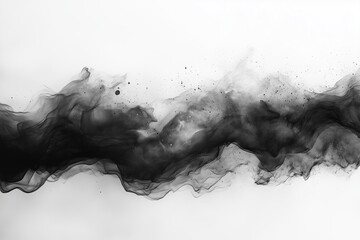 Poster - Abstract black and white fluid shapes creating a smoky effect on a light background