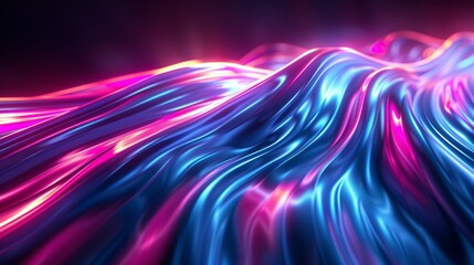 Poster - Colorful waves of light undulating in a dark space environment