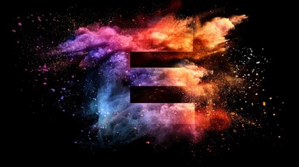 Poster - Colorful explosion of powder forms a vibrant abstract pattern on a dark background