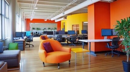 Modern Tech Startup Workspace with Cutting-Edge Technology and Creative Decor