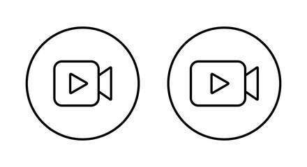 Poster - Video player icon on circle line. Camera with play button