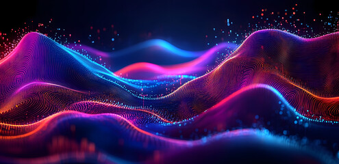 Poster - Abstract digital background. Big data visualization. Futuristic technology wave, 