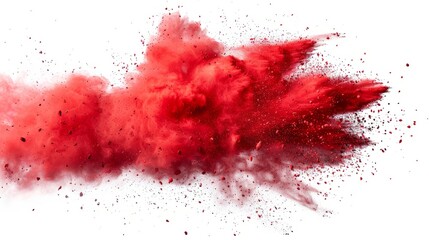 Poster - Red powder explosion with vibrant particles in a clear backdrop
