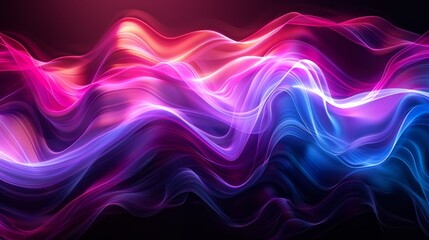 Poster - Colorful abstract waves of light glowing in vibrant hues against a dark background