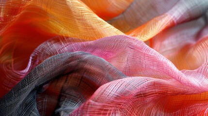 Poster - Close up of abstract pattern featuring interwoven lines a combination of soft pastels and bold hues for a contemporary design