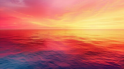 Wall Mural - Stunning sunset over calm ocean waters reflecting vibrant pink and orange hues