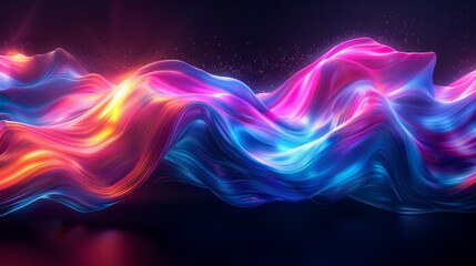 Poster - Colorful abstract waves of light flowing through a dark space at night