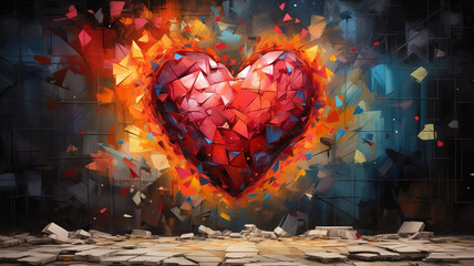 Wall Mural - Beautiful love background with colorful hearts