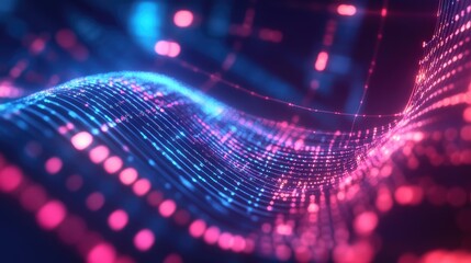 Poster - Abstract digital waves and circuits representing data transfer in a business environment. -