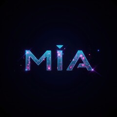 Wall Mural - Female name logo, Sparkling Blue and Purple Lettering Spelling Mia