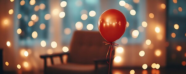 Wall Mural - Red Balloon with Bokeh Lights Background Illustration