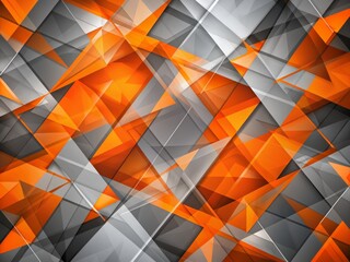 Poster - Vibrant orange and grey geometric textures intersect and overlap, creating a dynamic and modern abstract background with depth and visual interest.