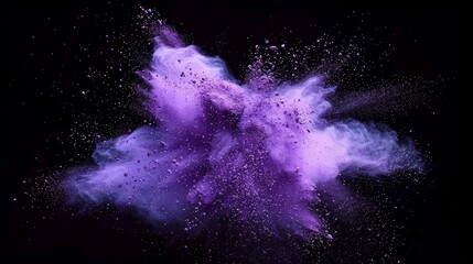 Wall Mural - Vivid purple powder explosion against a dark backdrop creating abstract artistic effects