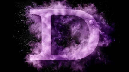 Poster - Smoke forming a purple letter D on a black background