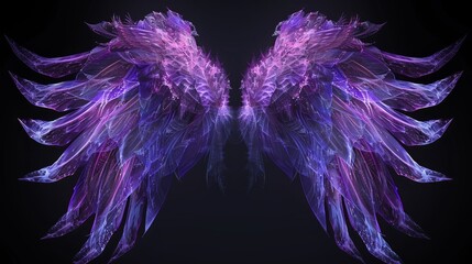 Poster - Ethereal purple wings spread out against a dark background, showcasing intricate details