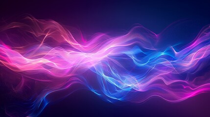 Poster - Abstract wave of pink and blue light on a dark background