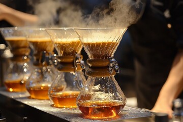 Coffee Brewing Process in a Modern Cafe