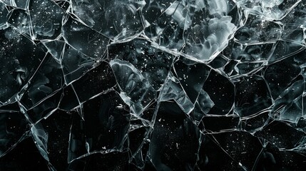 Poster - Cracked glass surface with intricate patterns under soft lighting