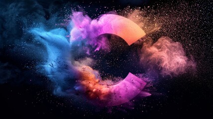 Poster - Colorful abstract smoke explosion with vibrant hues and a dynamic shape