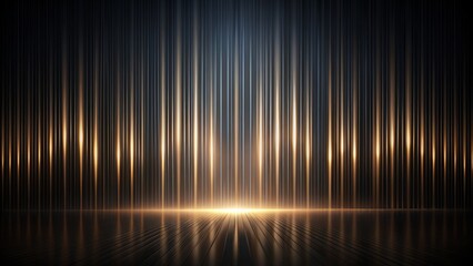 Poster - Dark mystical abstract background with thin vertical stripes emitting an eerie glow on a black canvas, perfect for creating dramatic and futuristic atmosphere.