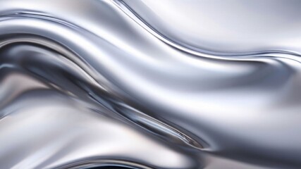 Modern abstract background featuring a fluid silver metallic liquid design. AI generated.