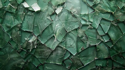 Poster - Textured green glass fragments arranged on a surface