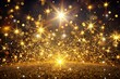 © Sirinporn - Vibrant golden confetti and radiant sparkles abound against a dark black background, shimmering with magical celebration glow, sparkling bright with enchanting starry night illumination.