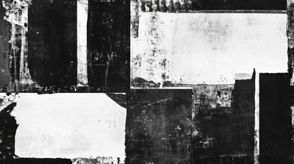 Sticker - Black and white grunge texture with torn posters creating an abstract background