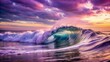 © Sirinporn - Softly rolling ocean wave with soothing purple and white hues creates a calming atmosphere, evoking feelings of serenity and peacefulness in this serene seascape.