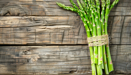 Canvas Print - An edible, raw stems of asparagus on a wooden background