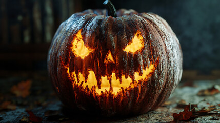 Wall Mural - A spooky jack-o-lantern pumpkin decoration for Halloween celebration.