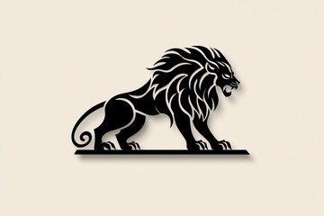 Aufkleber - Stylized black and white lion silhouette on a neutral background, representing strength and elegance in a minimalist design.
