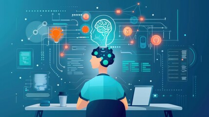 Poster - ai data insights, processing research data, flat design illustration