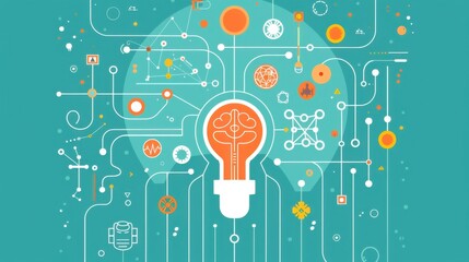 Poster - AI for smart materials, advanced chemistry, flat design illustration