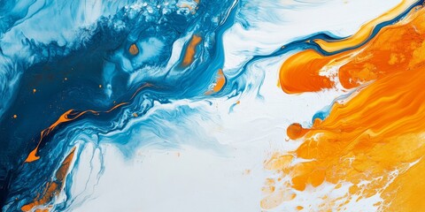 Poster - An incredibly captivating and mesmerizing abstract painting that showcases dynamic blue and orange color patterns