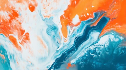 Wall Mural - An energetic and vibrant blend of orange and blue hues creating dynamic and striking abstract patterns