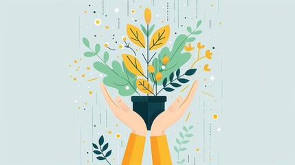 AI in natural resources management, flat design illustration