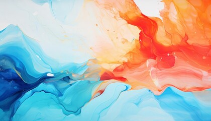 Chaotic flat design, top view, abstract expressionism theme, water color, Splitcomplementary color scheme