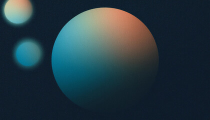 Wall Mural - abstract blue orange grainy planet, black background vibrant gradient