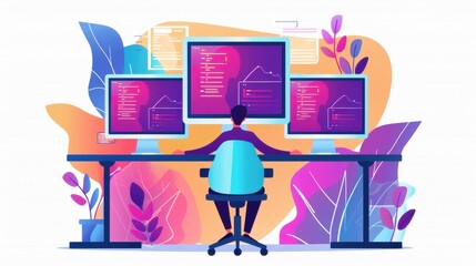 Poster - blockchain development team working on a new platform, cutting-edge and collaborative.