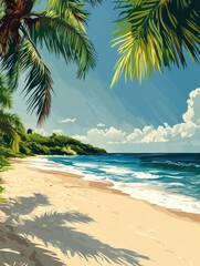 Poster - Palm trees on a beach