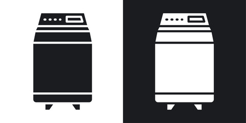 Wall Mural - Top load washer vector icon set black filled and outlined style.