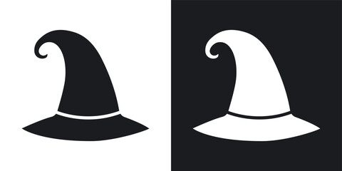 witch hat vector icon set black filled and outlined style.