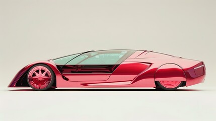 Sleek red sports car on white background.