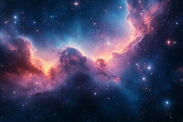 Wall Mural - a vibrant cosmic landscape showcasing colorful nebulae and stars in a vast universe