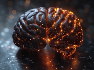 Wall Mural - futuristic ai brain concept merging human and digital intelligence, ai brain concept