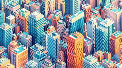 Poster - illustration business district office buildings minimalist