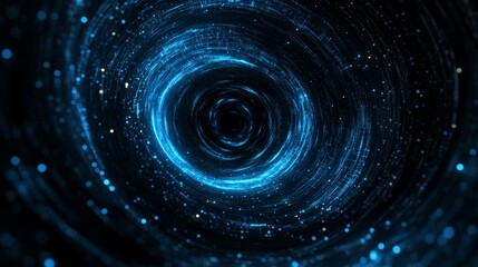 Poster - An abstract particle vortex moving in space. Illustration with an explosion of data. 3D rendering.