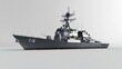© Pricha.RT - Side view of a powerful American warship, highlighting its advanced weaponry and naval engineering.